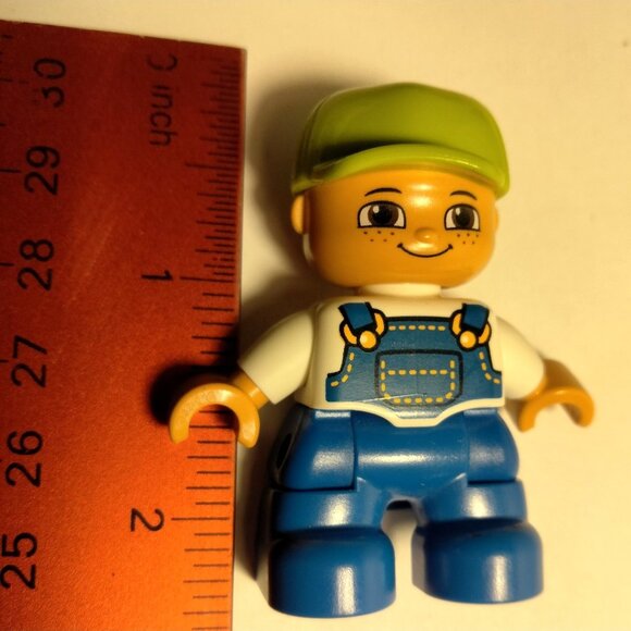 Lego Duplo Blue Boy Bib Green Baseball Cap Child Movable arms legs Hat toy - Picture 11 of 11